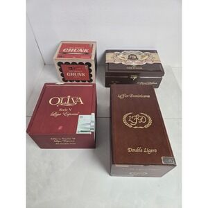 SET OF 4 Empty WOODEN Cigar Boxes Great Condition Crafts Gifts